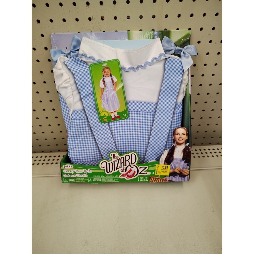Wizard Of Oz Dorothy Costume Dress Up Set Jakks Pacific Size 4-6x +Accessory New